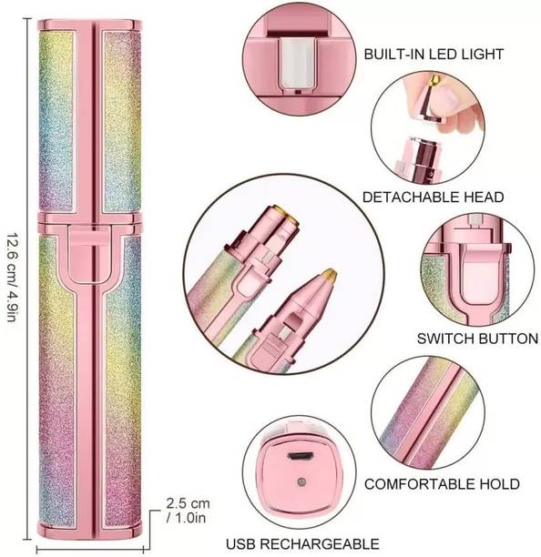MELZRON Hair Remover and Facial Hair Remover, Eyebrow Lipstick Shape Body Facial Trimmer 180 min  Runtime 1 Length Settings