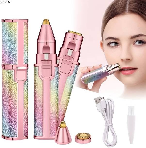 ONDPS 2 In 1 Eyebrow Trimmer and Painless Hair Remover women Face, Lips, Nose Shaver 9 Trimmer 60 min  Runtime 1 Length Settings