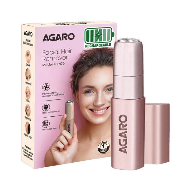 AGARO Facial Hair Remover FHR170 for Women,Painless Hair Remover, Trimmer 90 min Runtime 1 Length Settings