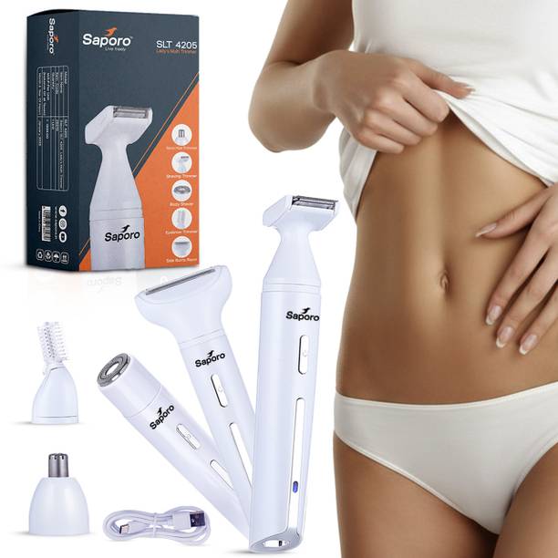 SAPORO 5-in-1 Rechargeable Multi Trimmer for Women Fully Waterproof Trimmer 90 min  Runtime 5 Length Settings