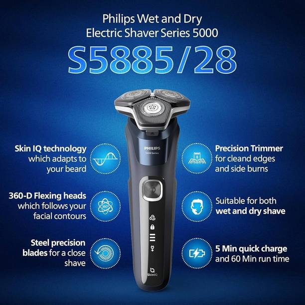 PHILIPS 5885/28 Grooming Kit 30 min Runtime 1 Length Settings (Blue, Black)