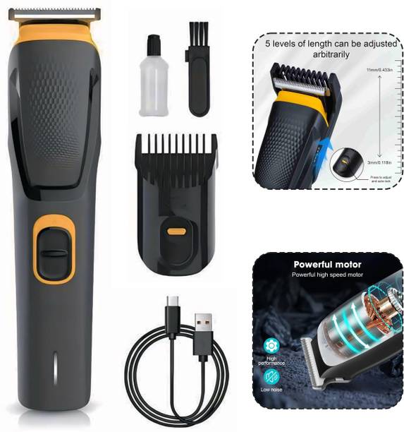 Virth Men's Cordless Electric Trimmer with Adjustable Comb and Stainless Steel Blades Trimmer 90 min  Runtime 0 Length Settings