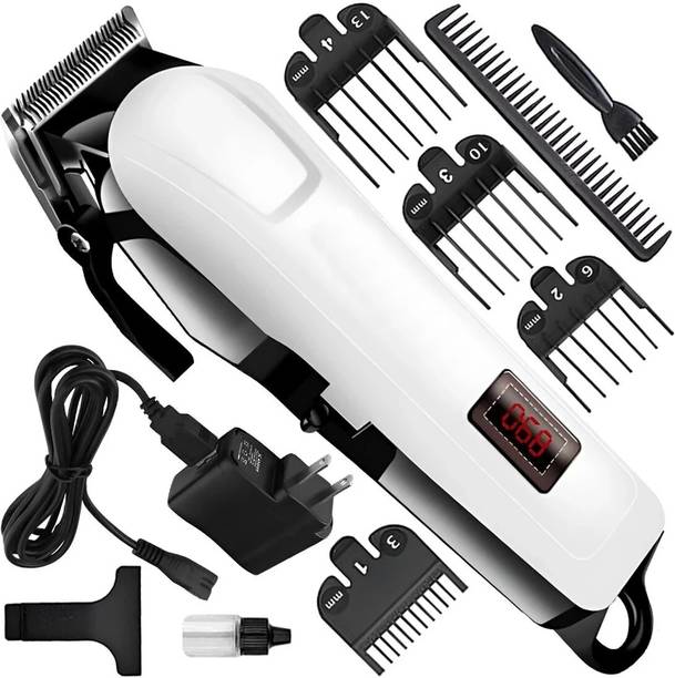 ICC 2000mAh Battery Rechargeable Heavy Duty Steel Blade Hair Clipper Beard Moustache Fully Waterproof Trimmer 90 min  Runtime 4 Length Settings