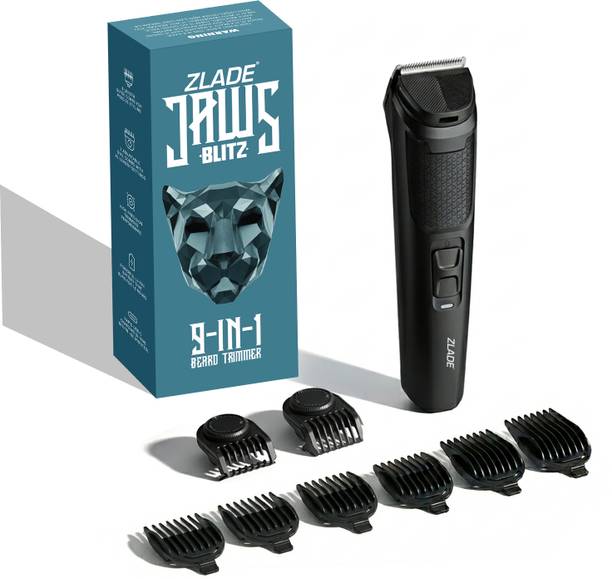 Zlade Jaws Blitz 9-in-1 Beard Trimmer | 3 Heads for Beard, Nose & Ear, Body Trimmer 90 min  Runtime 40 Length Settings