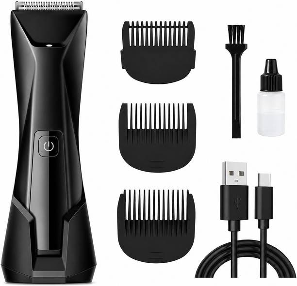 NOYMI Cordless Electric Body Trimmer with Guide Comb, Cleaning Brush. Fully Waterproof Body Groomer 90 min  Runtime 3 Length Settings