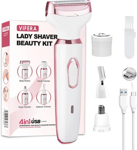 VIFERA Bikini trimmer for women 4 in 1 bikini trimmer for women Fully Waterproof Body Groomer 90 min  Runtime 0 Length Settings