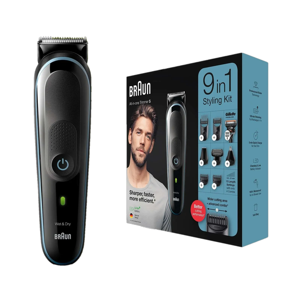 Braun MGK5380, 9-in-1 Beard Trimmer for Men, All-in-One Tool, 7 attachments Fully Waterproof Trimmer 100 min Runtime 13 Length Settings