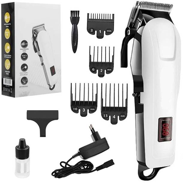 FINARO New Premium High Quality Corded & Cordless Digital LED Display salon Unisex hair Trimmer 240 min Runtime 4 Length Settings