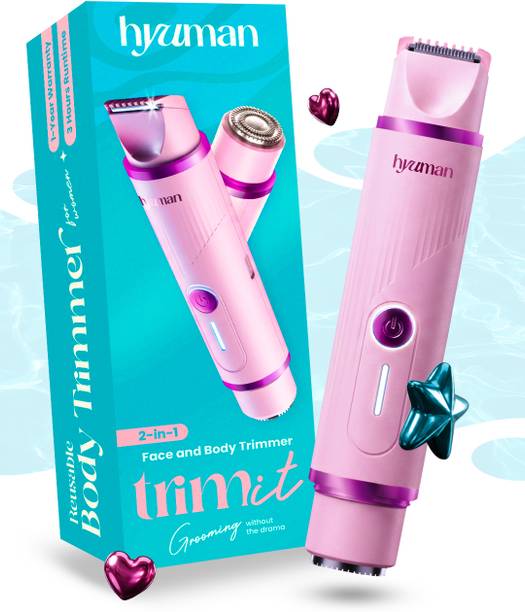 Hyuman TrimIt 2-in-1 Face & Bikini Trimmer for Women Face & Body Hair Remover Trimmer 180 min Runtime 2 Length Settings