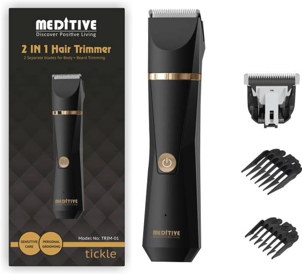 MEDITIVE Body Hair Trimmer for Men Fully Waterproof Trimmer 90 min  Runtime 3 Length Settings