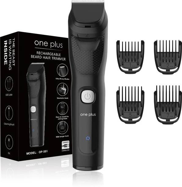 One Plus OP 551 Cordless Professional Hair Trimmer For Men waterproof Trimmer 120 min  Runtime 4 Length Settings