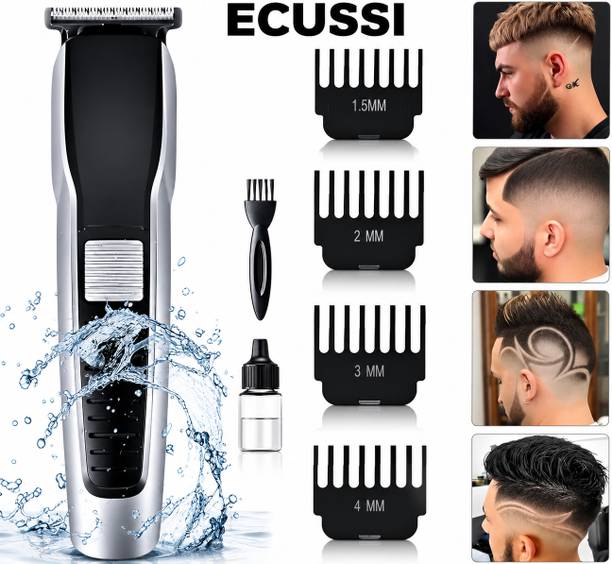 ECUSSI Professional Hair & Beard Trimmer for Men with 4 Guide Combs Fully Waterproof Body Groomer 120 min Runtime 5 Length Settings