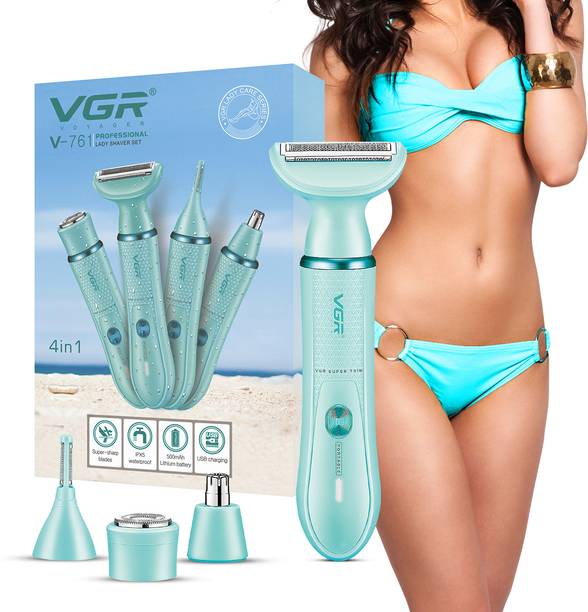 VGR V-761 Female 4-in-1 Body Sensitive Bikini Trimmer 90 min Runtime 4 Length Settings