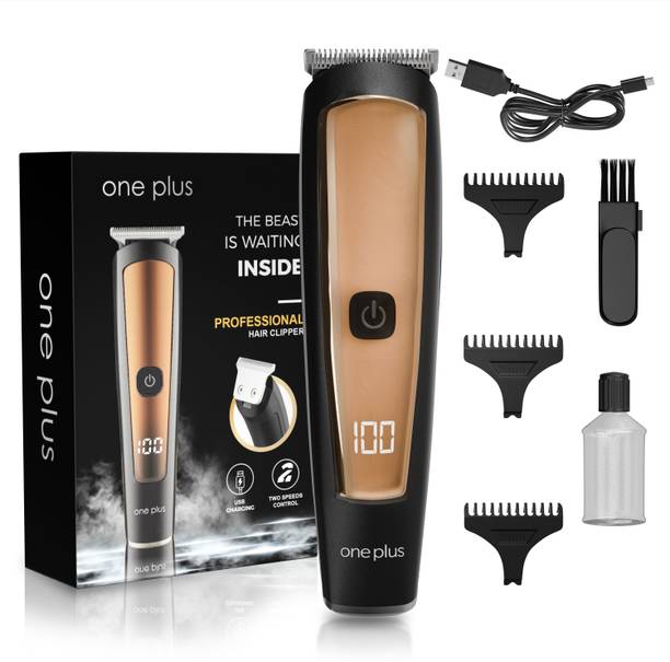 One Plus OP 208 Cordless Professional Hair Trimmer Titanium coated blade waterproof Trimmer 120 min  Runtime 4 Length Settings