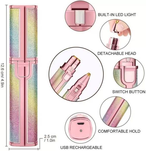TechElectro Women-Hair Remover and Facial Hair Remover, Eyebrow Lipstick Shape Body Facial Trimmer 90 min  Runtime 0 Length Settings