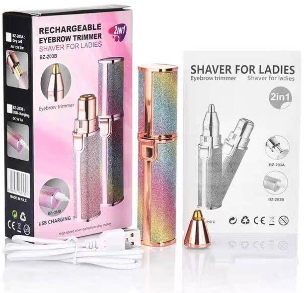 ZORIADA 2 In 1 Flawless Eyebrow Hair Remover for women Face, Lips, Nose Hair-Removal Trimmer 70 min  Runtime 2 Length Settings