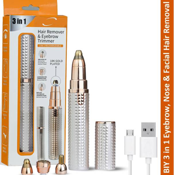 BIY ENTERPRISE 3 IN 1 Eyebrow Trimmer For Women,Face,ear,upper Lips & Nose Hair Removal Trimmer 120 min  Runtime 0 Length Settings