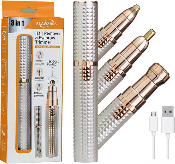 NLB ENTERPRISE 3 In 1 Upper Lips, eyebrow trimmer for women, Facial & Nose Hair Remover Machine Trimmer 60 min Runtime 3 Length Settings