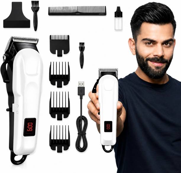 CLINLINSO Professional Cordless Hair Clipper Set with Digital Display & 4 Attachment Combs Fully Waterproof Trimmer 240 min Runtime 5 Length Settings