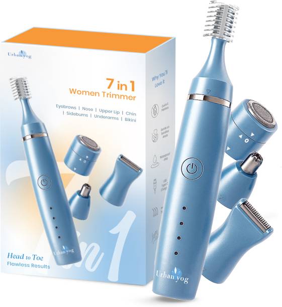 URBANYOG 7-in-1 Women Trimmer | Face, Body & Bikini Grooming | Rechargeable & Waterproof Trimmer 100 min  Runtime 4 Length Settings