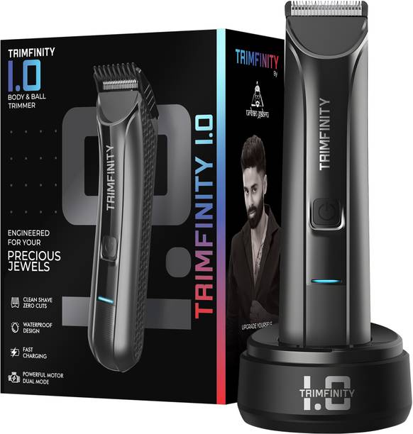 Trimfinity 1.0 Body Trimmer Men with Skin Safe Tech Fully Waterproof Trimmer Body Groomer Body Groomer 90 min  Runtime 4 Length Settings