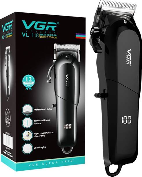 VGR V-118 Professional Hair Clipper with LED Display Trimmer 200 min  Runtime 6 Length Settings