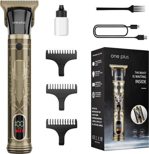 One Plus OP 818 Cordless Professional Metal Body,Led Display With Turbo Mode Hair Trimmer 120 min  Runtime 4 Length Settings