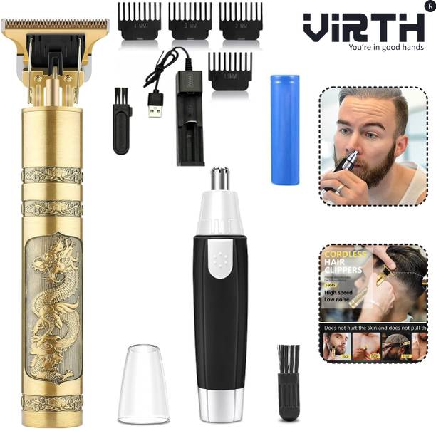 Virth Beard Trimmer & Nose Hair Remover Combo Trimmer Personal Grooming Trimmer 120 min  Runtime 0 Length Settings