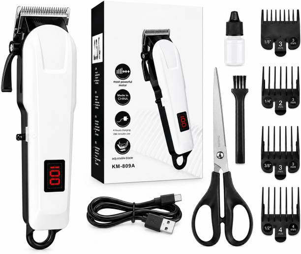 CLINLINSO 809 Hair Cutting Machine with LED Display, Comb, Scissors & Cleaning Brush Fully Waterproof Trimmer 240 min Runtime 5 Length Settings