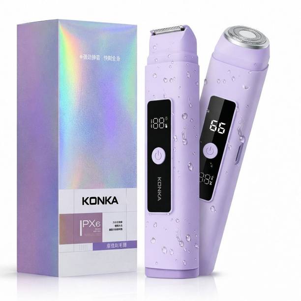 konka Multipurpose Trimmer for Underarms, Legs & Bikini Line private parts for unisex Fully Waterproof Trimmer 45 min Runtime 1 Length Settings