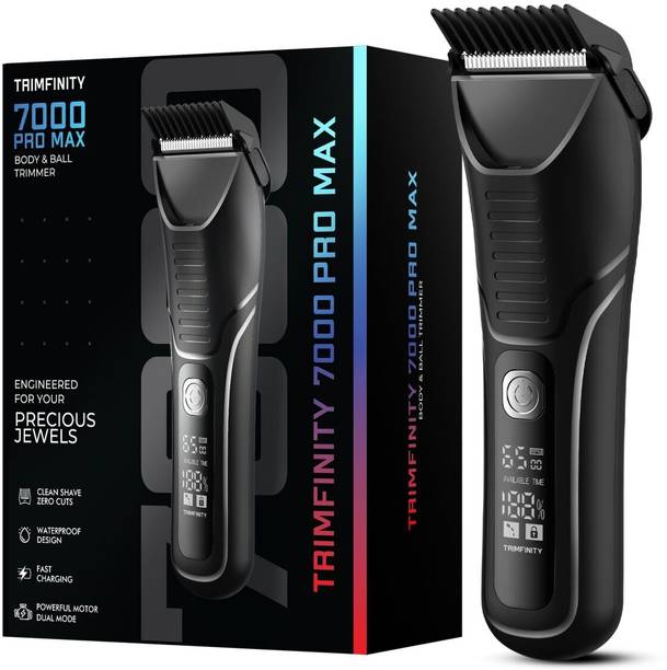Trimfinity Trimfinty 7000 Pro Max Men's Trimmer | Skin Safe Tech Fully Waterproof Trimmer Fully Waterproof Trimmer 90 min Runtime 4 Length Settings