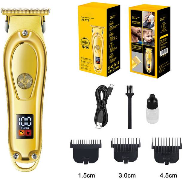 MynxeHTC AT-176 Portable Convenient Carry Hair Clippers Cordless Hair Removal Mini Beard Fully Waterproof Trimmer 45 min Runtime 4 Length Settings