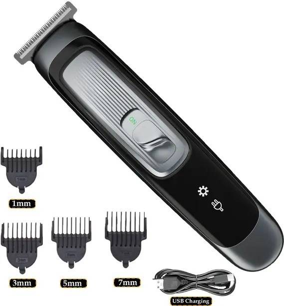 Zike AT-509 Popular Hair Trimmer, Push Button Design Household Men Electric Cordless Fully Waterproof Trimmer 45 min Runtime 4 Length Settings