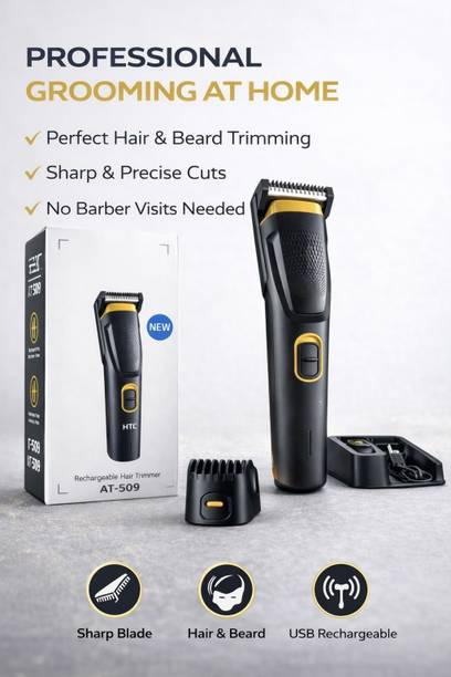 PM STORE HTCPremium Professional Beard & Hair Trimmer for Men | Cordless Grooming Trimmer 90 min  Runtime 4 Length Settings