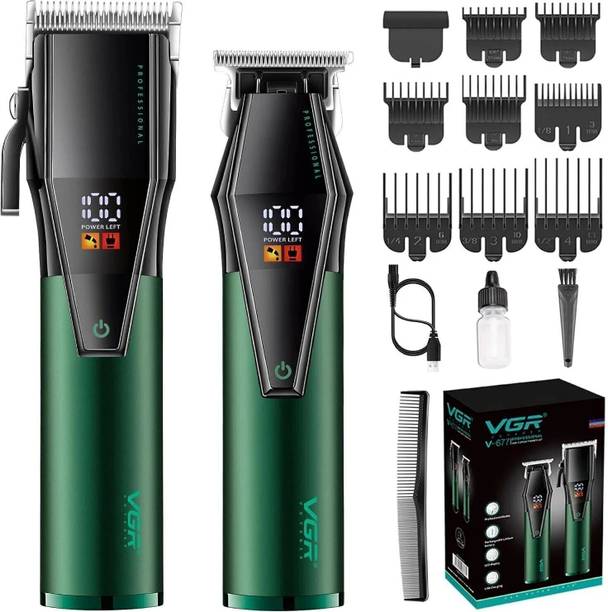 VGR V-677 Professional Salon Hair Clipper & Trimmer Combo Set Trimmer 440 min Runtime 13 Length Settings