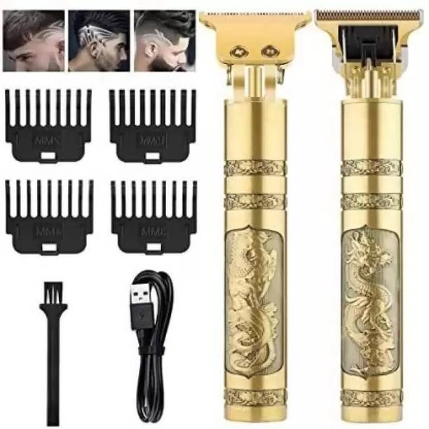 UZAN Golden t99 Trimmer Haircut Metal Body Rechargeable beard Trimmer(Multidesign) Fully Waterproof Trimmer 90 min  Runtime 4 Length Settings