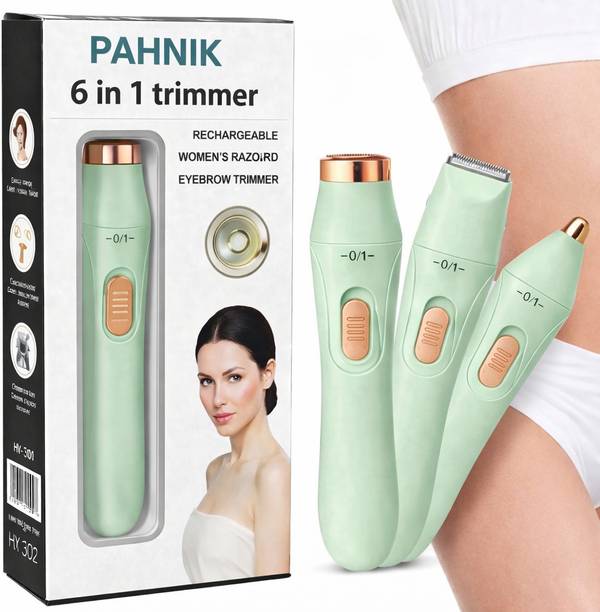 PAHNIK 6in1 Trimmer For Women| Eyebrow, Upper lips, Chin, Peach Fuzz, Underarms, Bikini Body Groomer 90 min  Runtime 3 Length Settings