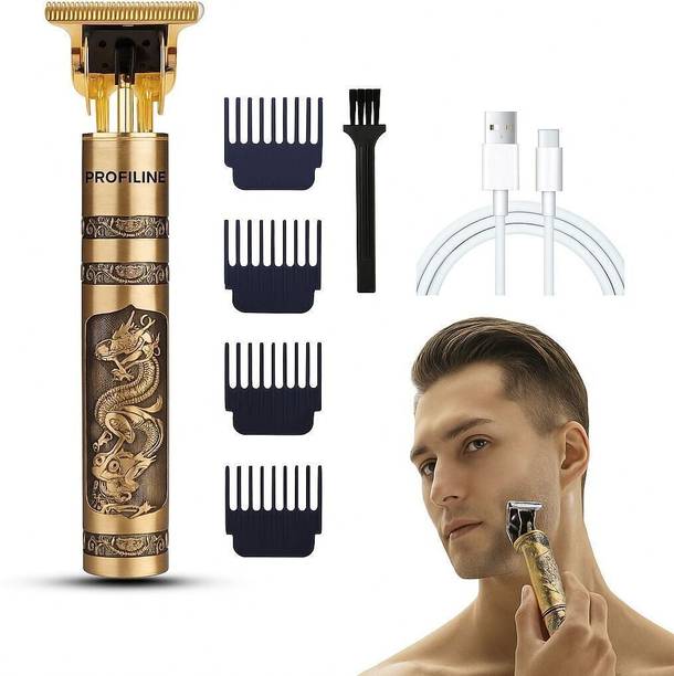 Profiline Vintage T9 Cordless 0mm Professional Hair Clippers USB Rechargeable IT Trimmer 60 min Runtime 1 Length Settings