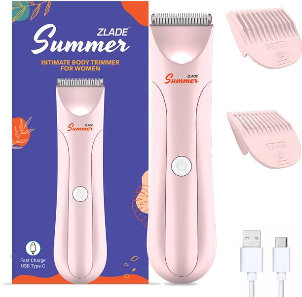 Zlade Intimate Body Trimmer for Women | Underarms, Bikini, Pubic Hair Removal Fully Waterproof Body Groomer 60 min  Runtime 5 Length Settings