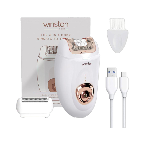 Winston 2-in-1 Body Epilator & Shaver Rechargable Painless Portable Hair Removal Machine Body Groomer 60 min  Runtime 2 Length Settings