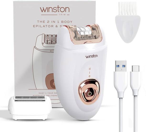 Winston 2-in-1 Body Epilator & Shaver Rechargable Painless Portable Hair Removal Machine Body Groomer 60 min Runtime 2 Length Settings