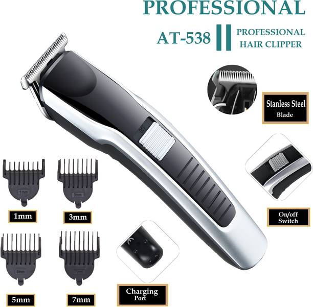 ZYRIAN 538 Professional Rechargeable Hair Clipper and Fully Waterproof Trimmer 45 min  Runtime 4 Length Settings