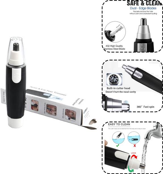 Gridlab Battery-Operated Dual-edge Blades Waterproof Man Professional Nose and Ear Hair Trimmer 70 min  Runtime 0 Length Settings