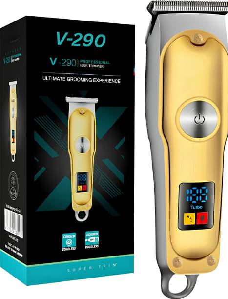 VJR Professional Hair Trimmer with LED Display, Fully Waterproof and Rechargeable Fully Waterproof Trimmer 120 min Runtime 4 Length Settings