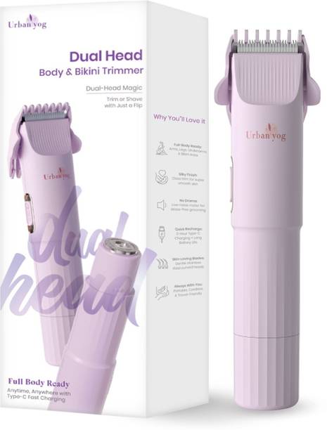 URBANYOG Dual Head Body & Bikini Trimmer for Women, 2-in-1, Rechargeable C-Type Trimmer 90 min  Runtime 2 Length Settings