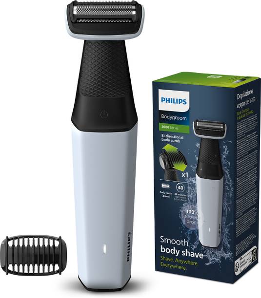 PHILIPS BG3007/01, Body Groomer, Sensitive Skin, Patented Pearl Tips Trimmer 40 min Runtime 1 Length Settings