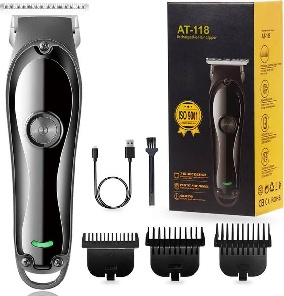 MynxeHTC AT-118 Rechargeble_Hair Clipper Precision Stainless Steel Cutter Powerful Motor Trimmer 45 min  Runtime 4 Length Settings