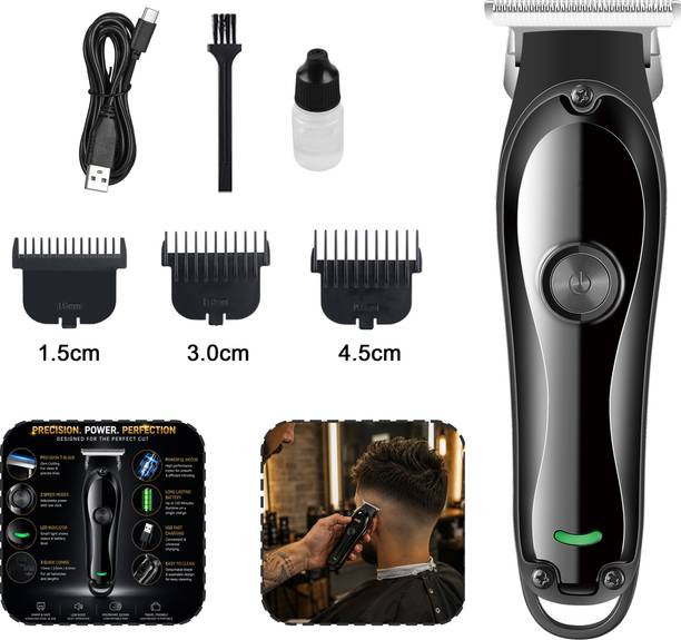 Virth Rechargeable Stylish Portable Beard hair & Head Hair Shaper Black Power-full Trimmer 120 min  Runtime 3 Length Settings