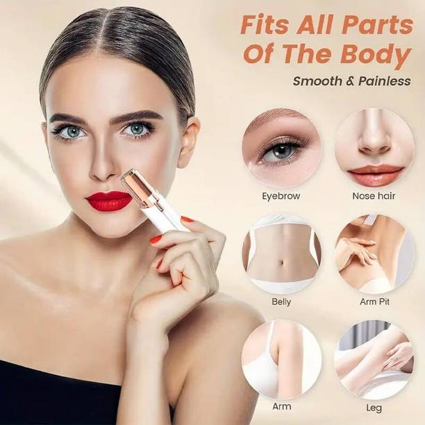Ramya Beauty care CRD Painless Face Hair Remover Upper Lip, Chin, Eyebrow Trimmer Shaver Machine for Women Trimmer 60 min Runtime 1 Length Settings Cordless Epilator