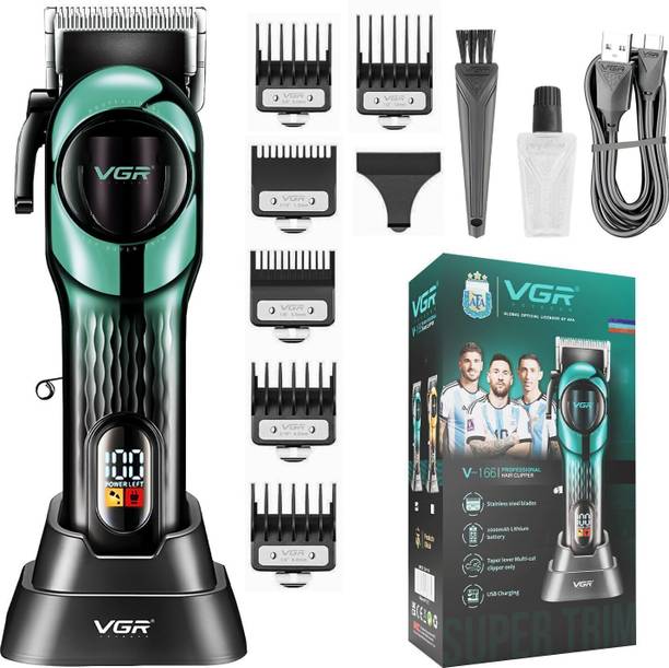 VGR V-166 Professional Cord/Cordless Hair Clipper Trimmer 200 min Runtime 7 Length Settings